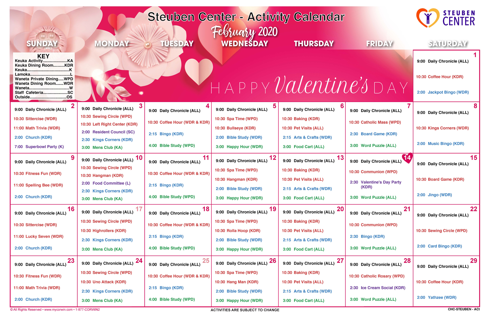 Steuben Center Centers Health Care Nursing and RehabilitationCalendar